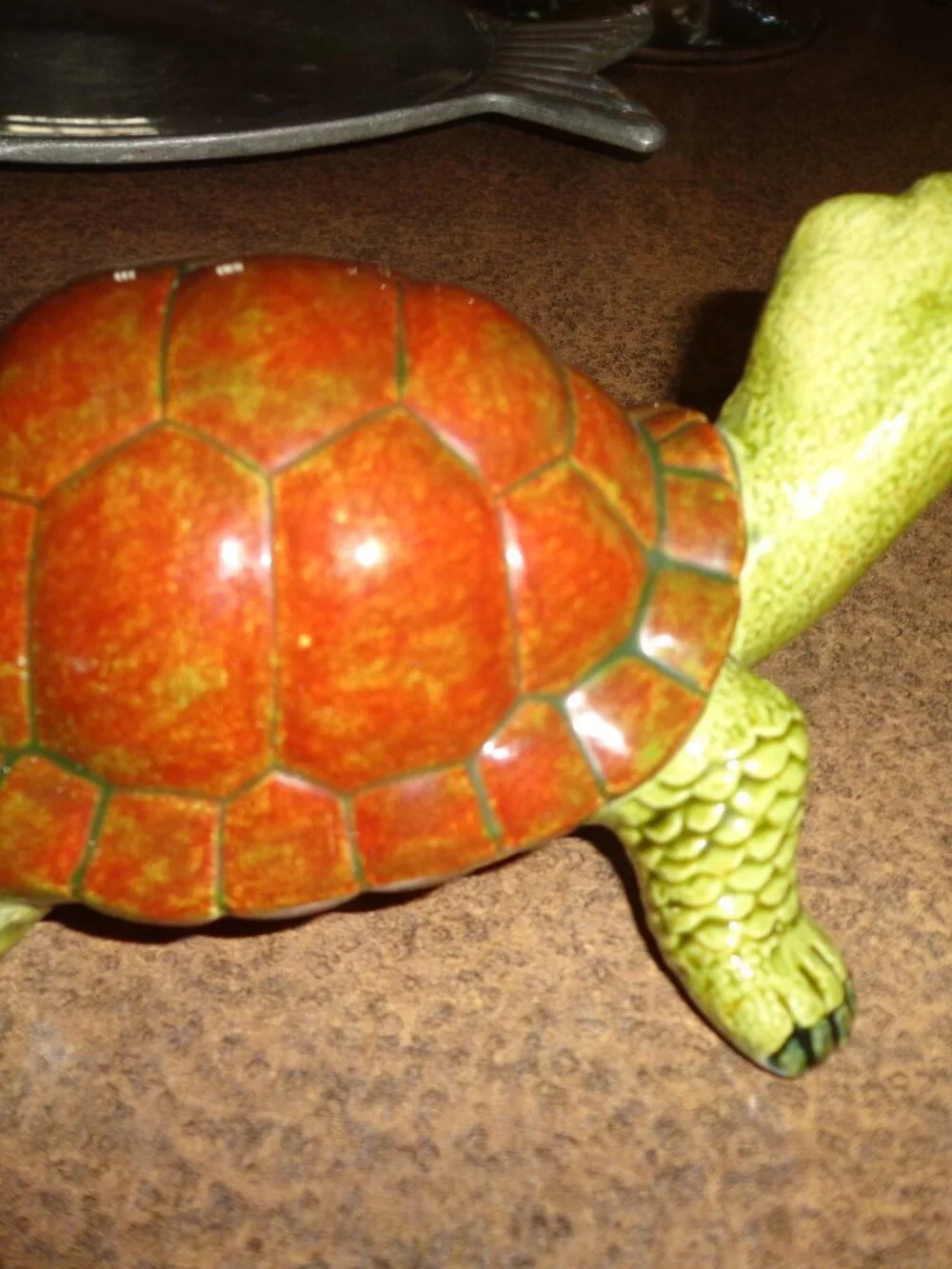Ceramic Turtle Glazed Brown/Green